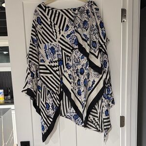 NWT Anthropologie Maeve Asymmetrical Skirt in Black, Blue, and White